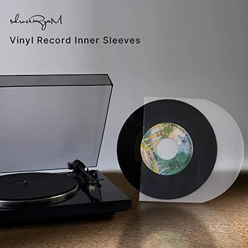 sdroceRyaM 7 Inches Vinyl Record Inner Sleeves 50PCS Anti-Static Plastic Round Bottom | EP Protective Sleeves for 45 RPM Vinyl Record thumbnail 5