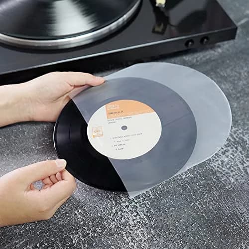 sdroceRyaM 7 Inches Vinyl Record Inner Sleeves 50PCS Anti-Static Plastic Round Bottom | EP Protective Sleeves for 45 RPM Vinyl Record thumbnail 2