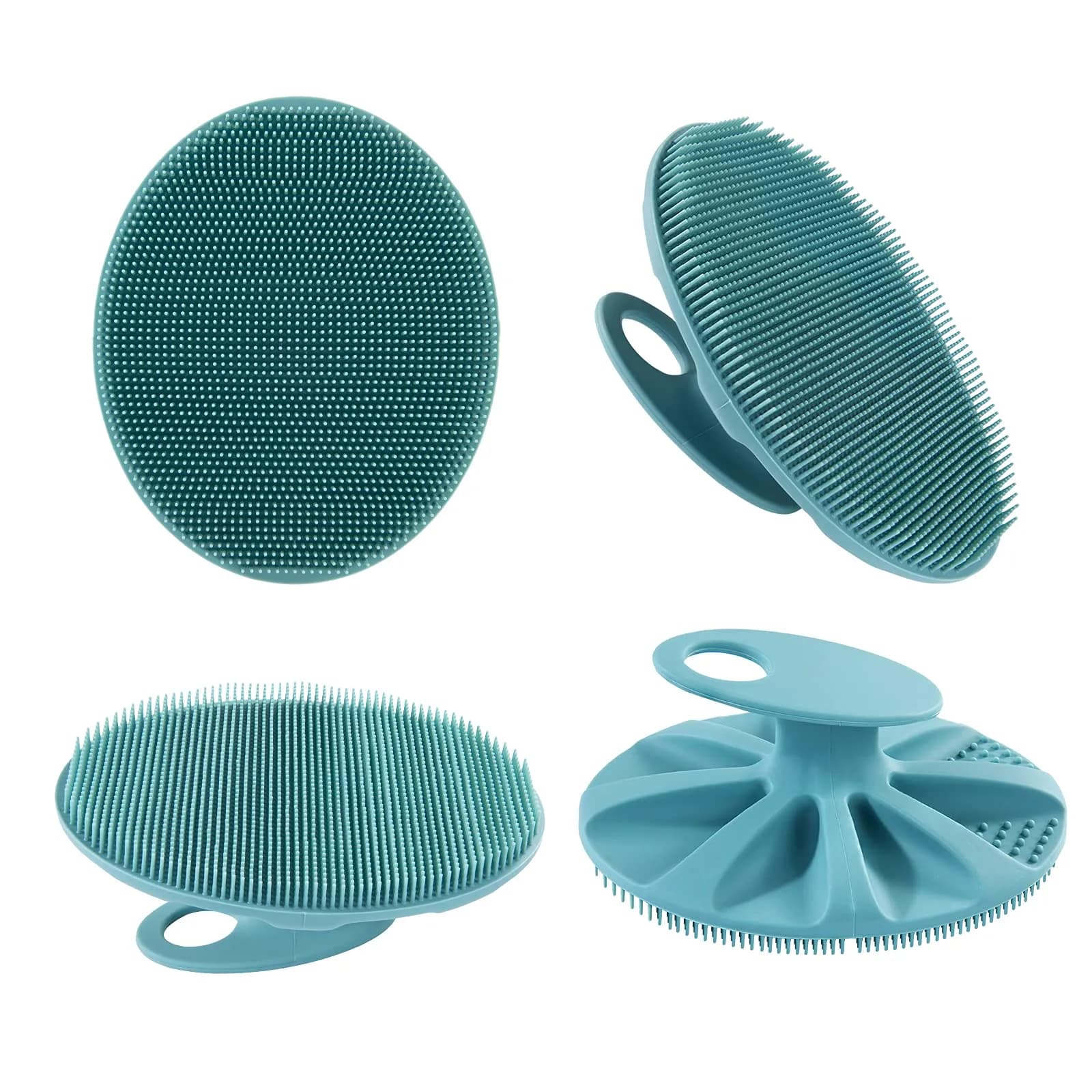 INNERNEED Silicone Body Cleansing Brush Exfoliating Scrubber, Pink+Dark Green, 12cm (4.7in) x 10cm (3.9in) x 5cm (2in) | Gentle Massage, Deep Clean, Hygienic Shower Scrub Brush Soft Bristles for All Skin Types, Easy to Hold - view 8