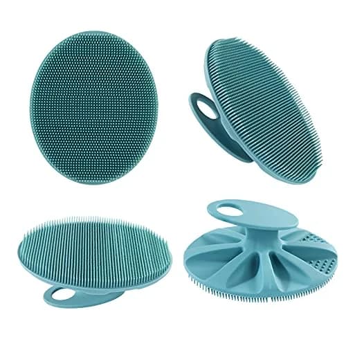 INNERNEED Silicone Body Cleansing Brush Exfoliating Scrubber, Pink+Dark Green, 12cm (4.7in) x 10cm (3.9in) x 5cm (2in) | Gentle Massage, Deep Clean, Hygienic Shower Scrub Brush Soft Bristles for All Skin Types, Easy to Hold thumbnail 8