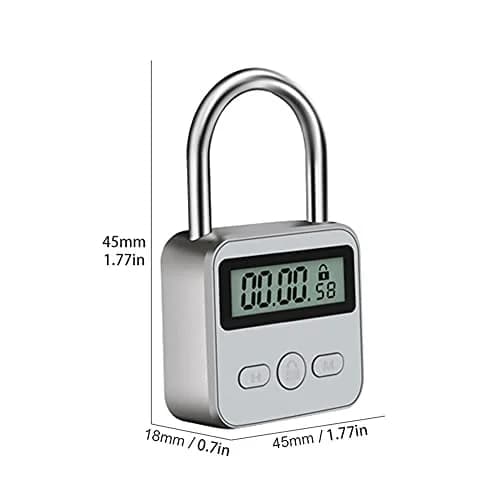 Tookie Metal Timer Lock with LCD Display, 99 Hours Max Timing, USB Rechargeable | Silver thumbnail 5