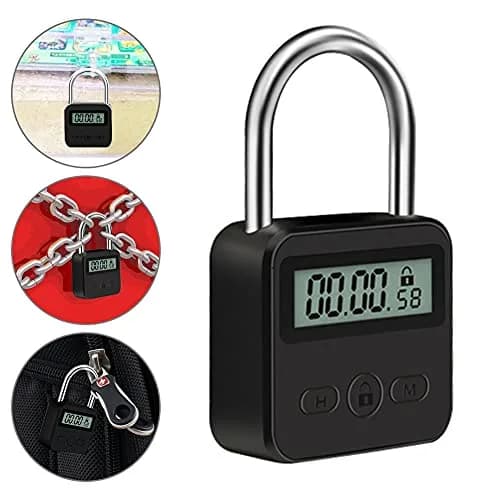 Tookie Metal Timer Lock with LCD Display, 99 Hours Max Timing, USB Rechargeable | Silver thumbnail 7