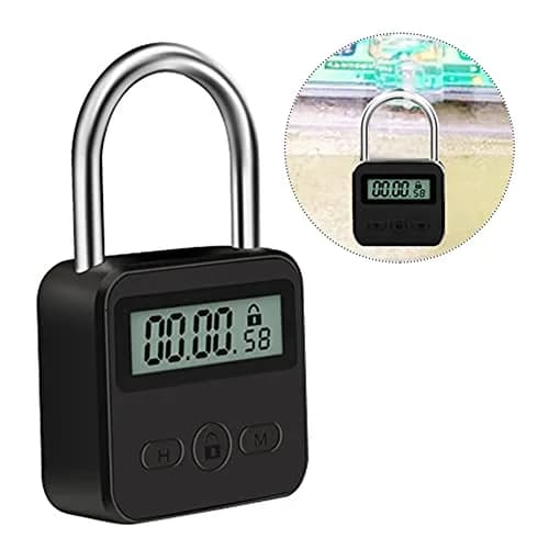 Tookie Metal Timer Lock with LCD Display, USB Rechargeable, 99 Hours Max Timing | Heavy Duty Electronic Time Out Padlock (Black) thumbnail 4