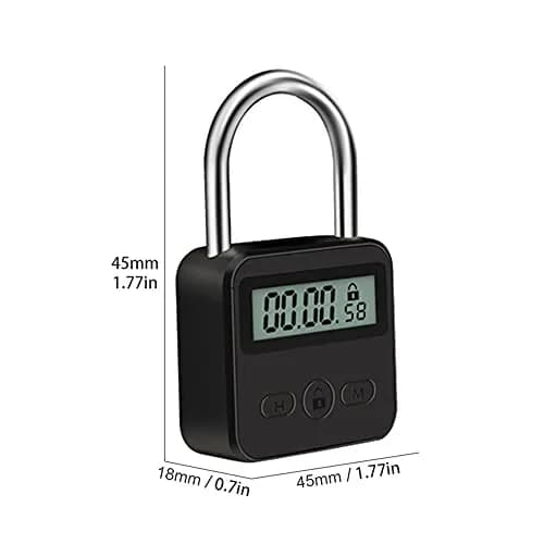 Tookie Metal Timer Lock with LCD Display, USB Rechargeable, 99 Hours Max Timing | Heavy Duty Electronic Time Out Padlock (Black) thumbnail 5