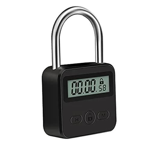 Tookie Metal Timer Lock with LCD Display, USB Rechargeable, 99 Hours Max Timing | Heavy Duty Electronic Time Out Padlock (Black) thumbnail 1