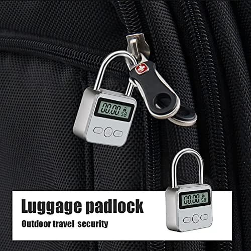 Tookie Metal Timer Lock with LCD Display, USB Rechargeable, 99 Hours Max Timing | Heavy Duty Electronic Time Out Padlock (Black) thumbnail 7