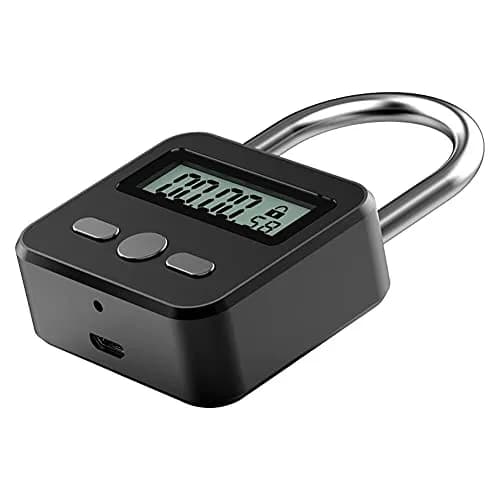 Tookie Metal Timer Lock with LCD Display, USB Rechargeable, 99 Hours Max Timing | Heavy Duty Electronic Time Out Padlock (Black) thumbnail 3