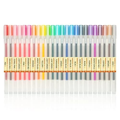 XSG Premium Gel Ink Pens, 24 Assorted Colors, 0.5mm Fine Point | Smooth Writing for Office & School — 24colorful