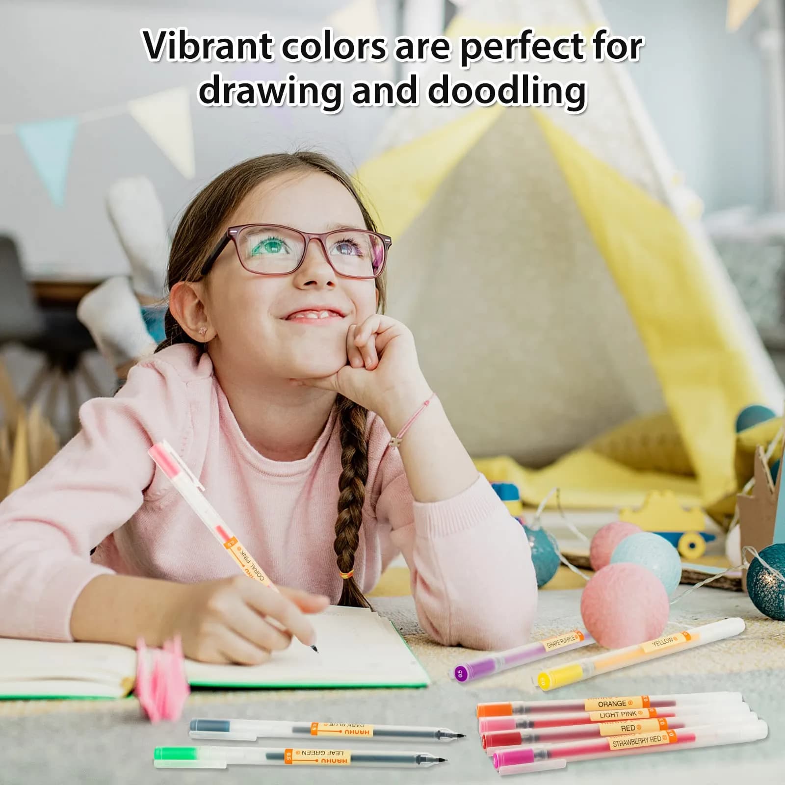 XSG Premium Gel Ink Pens, 24 Assorted Colors, 0.5mm Fine Point | Smooth Writing for Office & School - view 5