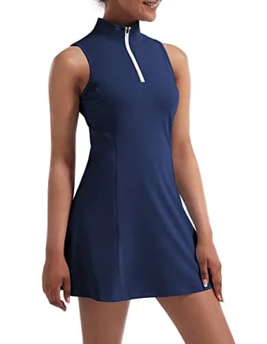 CUGOAO Women's Tennis Dress with Built-in Shorts & Pockets | Dark Blue Small thumbnail 5