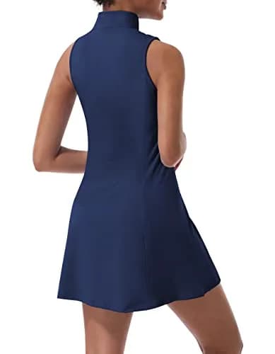 CUGOAO Women's Tennis Dress with Built-in Shorts & Pockets | Dark Blue Small thumbnail 2