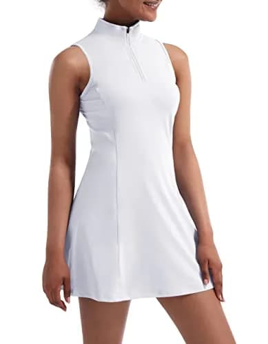 CUGOAO Women's Tennis Dress with Inner Shorts & Pockets | Large White thumbnail 5