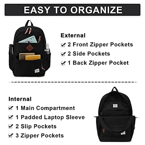 RAVUO School Backpack 15.6" Laptop Daypack for Teen Boys Girls Men Women | Water-Resistant, Anti-Theft, 10 Pockets thumbnail 6