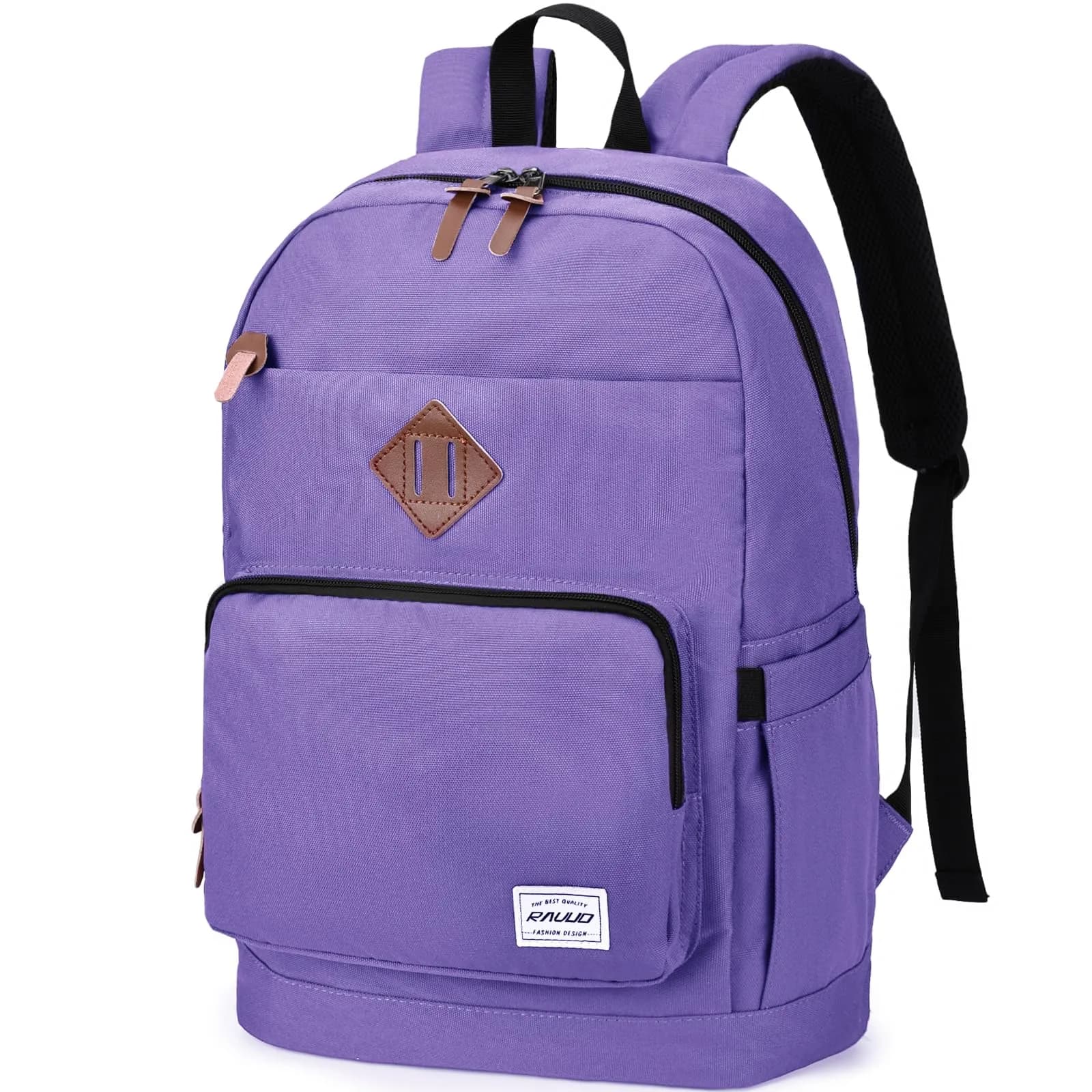 RAVUO School Backpack 15.6" Laptop Daypack for Teen Boys Girls Men Women | Water-Resistant, Anti-Theft, 10 Pockets — Purple
