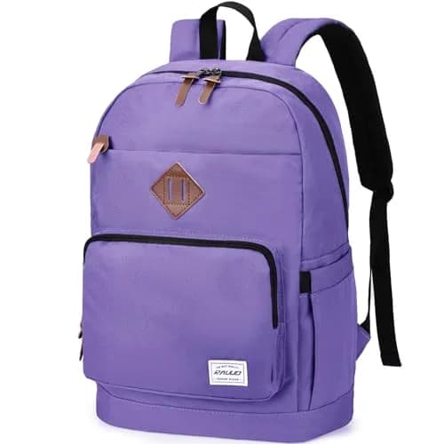 RAVUO School Backpack 19L Water Resistant 15.6" Laptop Bookbag with Anti Theft Back Pocket, Purple thumbnail 1