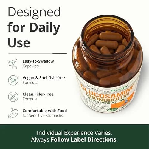 Vimerson Health Vegan Glucosamine Chondroitin MSM Joint Supplement 90 Capsules | Supports Cartilage & Mobility thumbnail 9