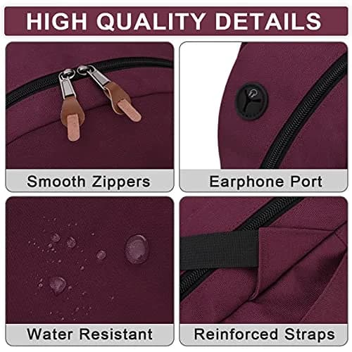 RAVUO School Backpack 19L Water Resistant 15.6" Laptop Bookbag with Anti Theft Back Pocket, Burgundy | 10 Pockets for Teen & Adult Use thumbnail 3
