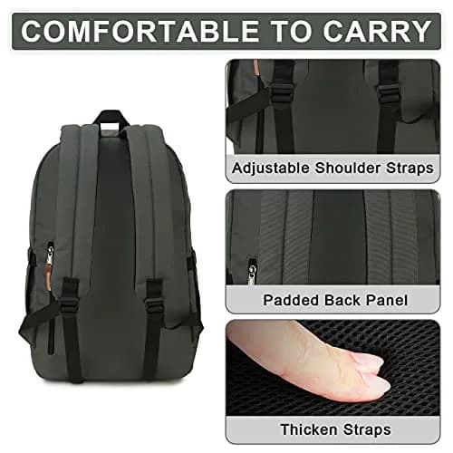 RAVUO School Backpack 19L Water Resistant 15.6" Laptop Bookbag with Anti Theft Back Pocket, Grey thumbnail 5