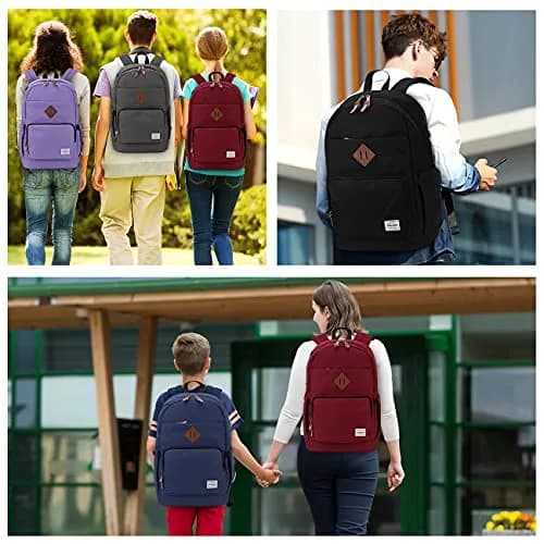 RAVUO School Backpack 19L Water Resistant 15.6" Laptop Bookbag with Anti Theft Back Pocket, Grey thumbnail 7