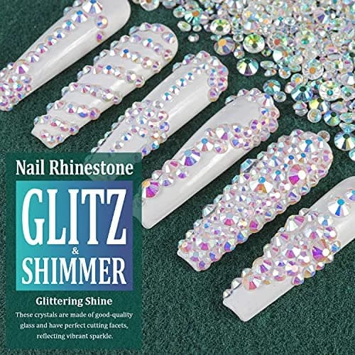 BELLEBOOST Nail Art Rhinestones Kit 6 Sizes Transparent AB Glass Round Beads 1720 PCS | Iridescent Shine for DIY Nail Art & Jewelry thumbnail 4