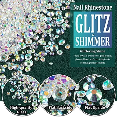 BELLEBOOST Nail Art Rhinestones Kit 6 Sizes Transparent AB Glass Round Beads 1720 PCS | Iridescent Shine for DIY Nail Art & Jewelry thumbnail 2