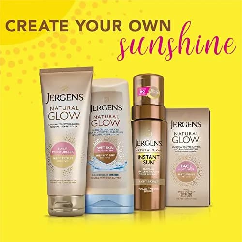Jergens Natural Glow Instant Tanning Moisturizer Light Bronze 177ml (6 fl oz) | Streak-Free Sunless Tan thumbnail 6