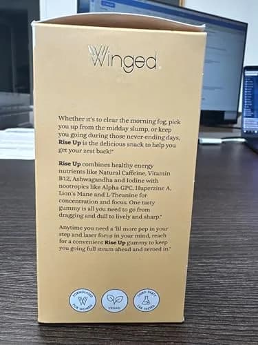Winged Wellness Rise Up, Energy & Focus Gummies for Women, 180 Gummies | Vegan Brain & Energy Support thumbnail 4