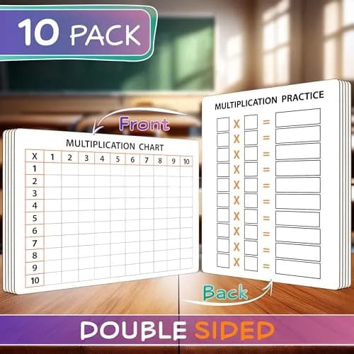 Scribbledo Multiplication Chart Dry Erase Boards 9x12 Inch, 10 Pack | Double-Sided Masonite Math Lapboards for Grades 3-5 thumbnail 3