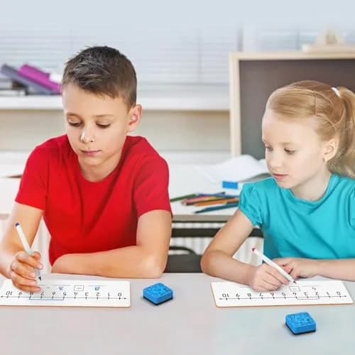 Scribbledo Dry Erase Number Line Board 12x4 Double Sided 10 Set with Erasers | Math Practice for Grades 1-5 thumbnail 6