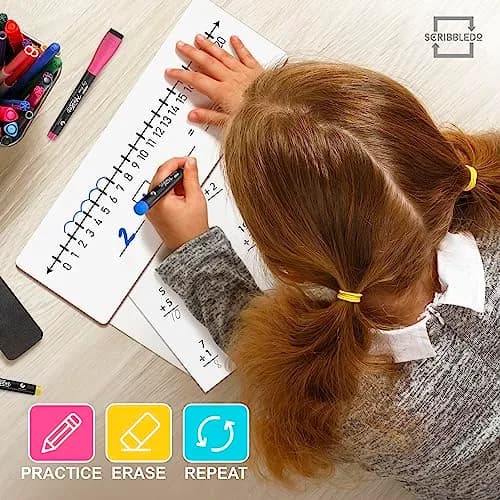 Scribbledo Dry Erase Number Line Board 12x4 Double Sided 10 Set with Erasers | Math Practice for Grades 1-5 thumbnail 9