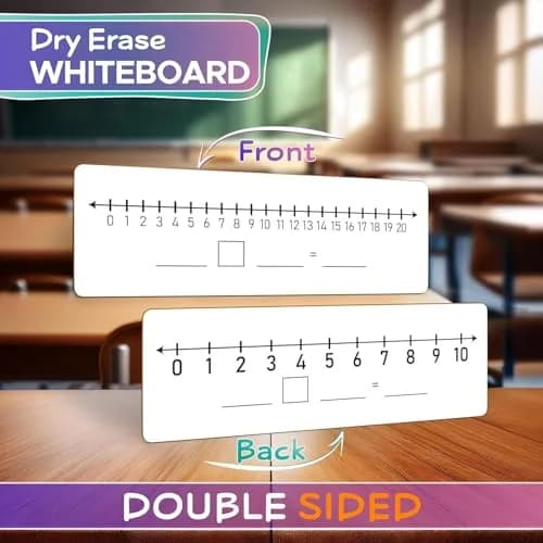 Scribbledo Dry Erase Number Line Board 12x4 Double Sided 10 Set with Erasers | Math Practice for Grades 1-5 thumbnail 2