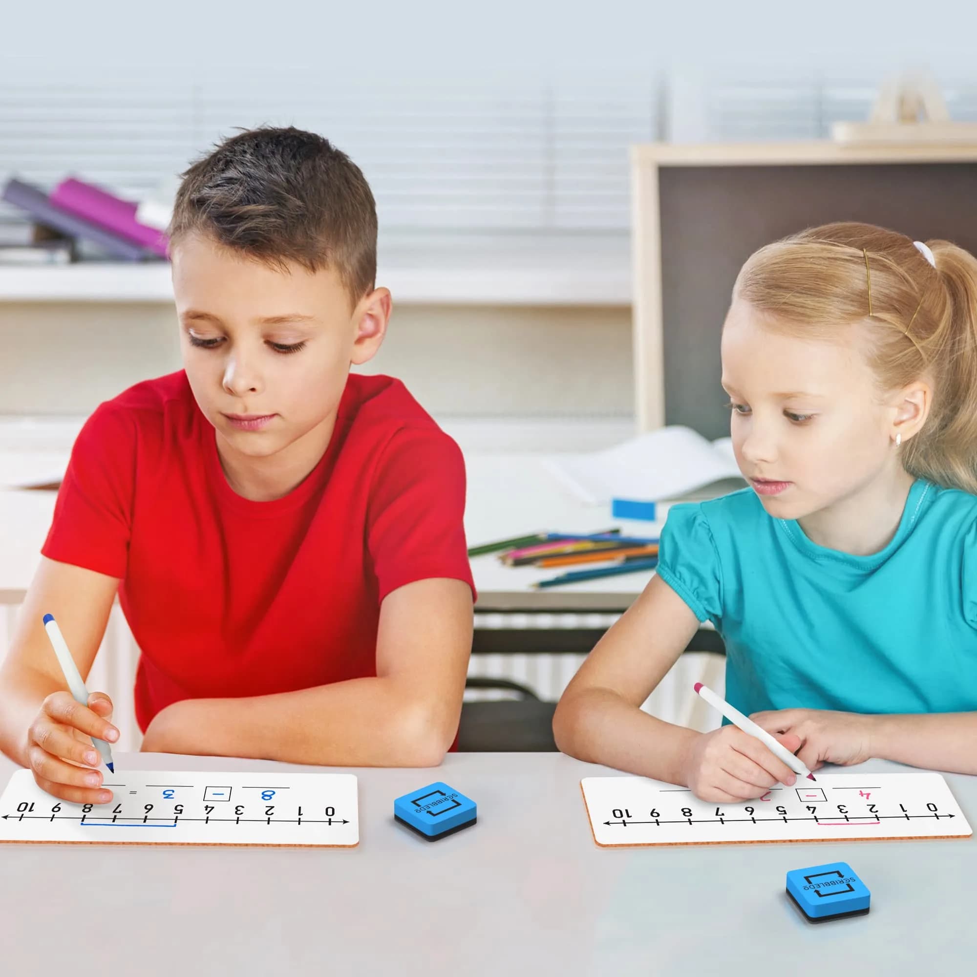 Scribbledo Dry Erase Number Line Board 12x4 Inches Double Sided 5 Pack | Math Practice for Students - view 2