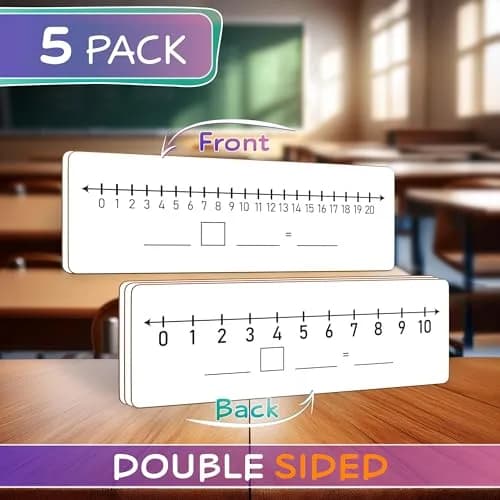 Scribbledo Dry Erase Number Line Board 12x4 Inches Double Sided 5 Pack | Math Practice for Students thumbnail 3