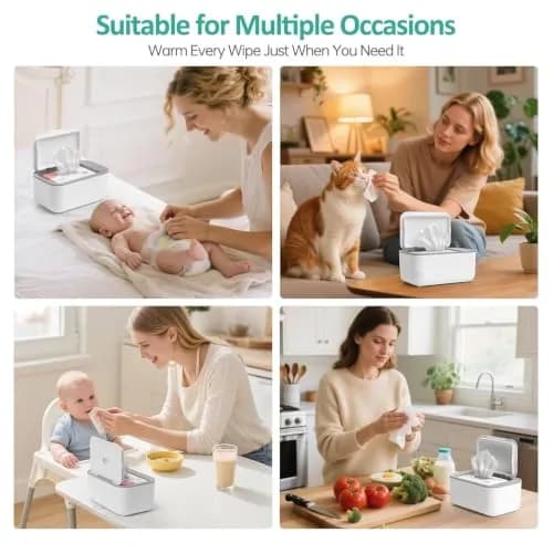 Chefhandy Baby Wipe Warmer with Surround Heating, Large Capacity, White | 200ml (7.9 x 4.8 x 3.5 Inch) thumbnail 5