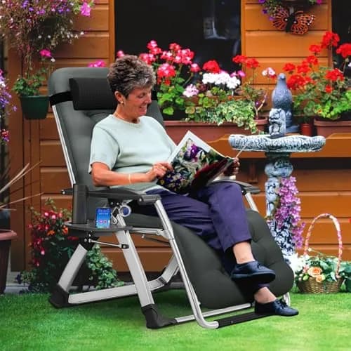 MOPHOTO Zero Gravity Chair, Outdoor Padded Lounge Chair with Side Table, Supports up to 440lbs thumbnail 3