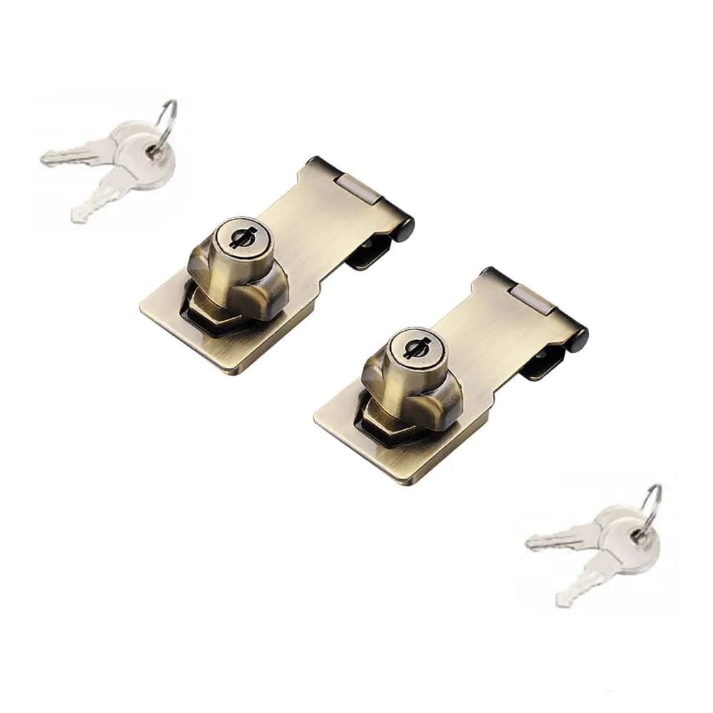 VIDYSUFYR Keyed Hasp Lock 3-inch Bronze (7.6 cm) | 2-Pack for Doors & Cabinets - main product image