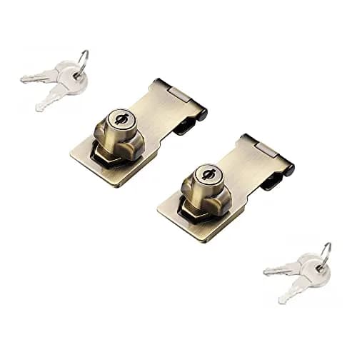 VIDYSUFYR Keyed Hasp Lock 3-inch Bronze (7.6 cm) | 2-Pack for Doors & Cabinets thumbnail 1