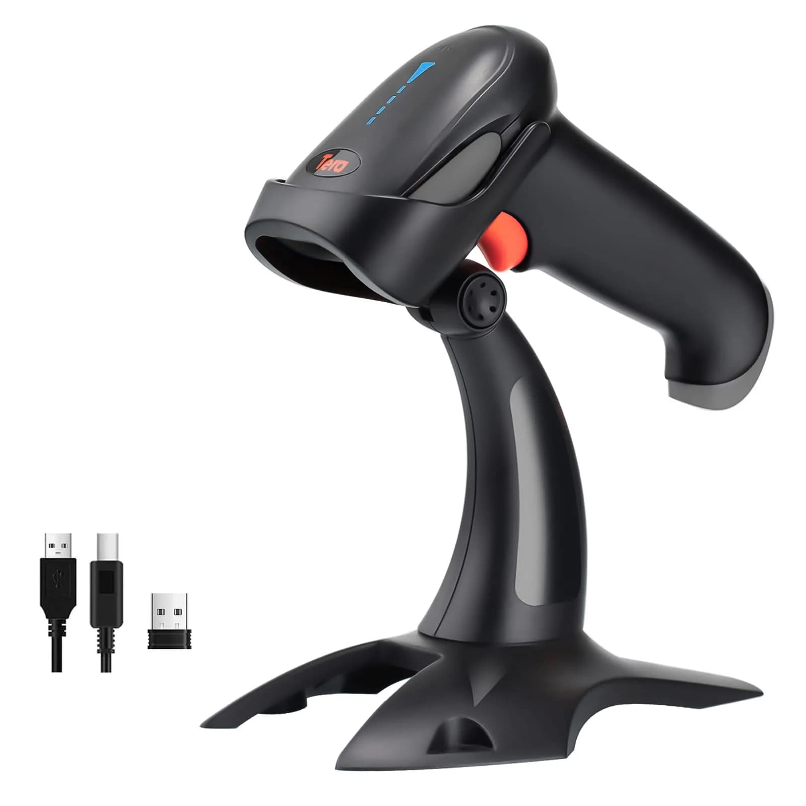 Tera Barcode Scanner with Battery Indicator | Wireless 1D/2D Reader, 640x480 CMOS, Bluetooth & USB, Grey (2200mAh, 50 fps) — Grey