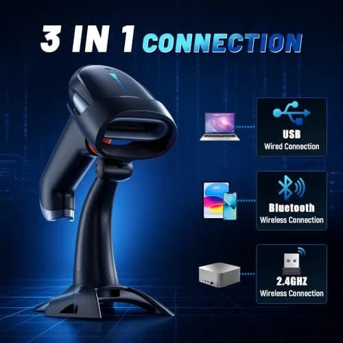 Tera Barcode Scanner with Battery Indicator | Wireless 1D/2D Reader, 640x480 CMOS, Bluetooth & USB, Grey (2200mAh, 50 fps) thumbnail 5