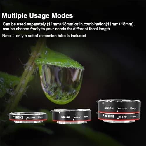 Meike MK-Z-AF1 11mm 18mm Full Frame Macro Metal AF Extension Tube Kit for Nikon Z Series Cameras thumbnail 6