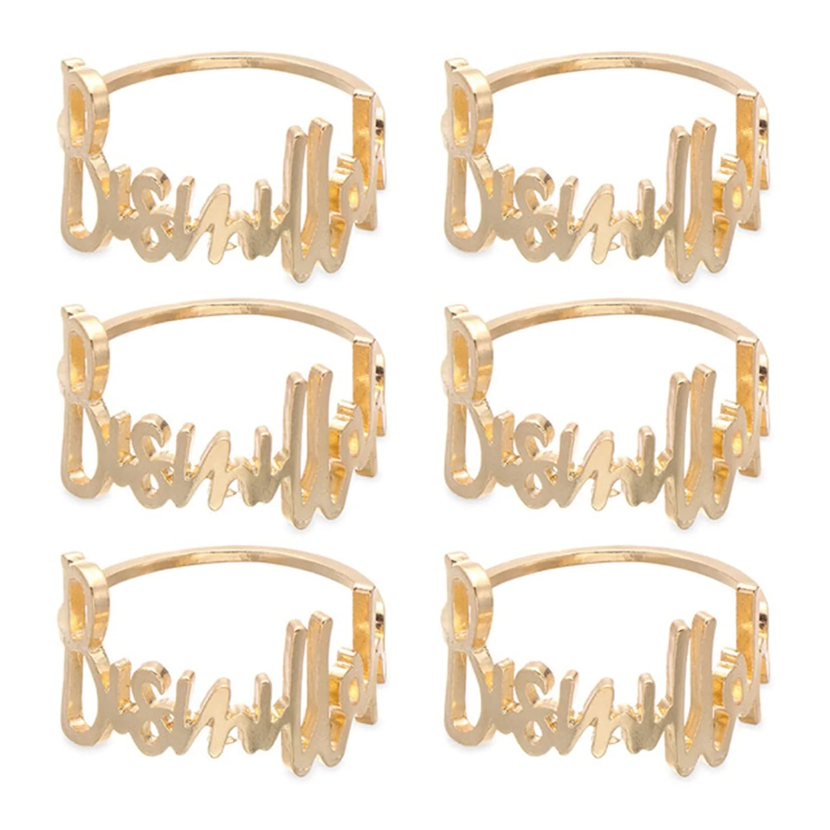 YODOOLTLY Gold 6 pcs Napkin Ring Set | Elegant Letter Metal Table Decor for Weddings & Ramadan — Gold