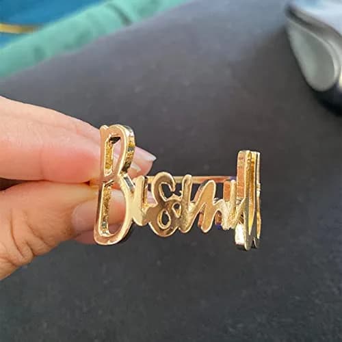 YODOOLTLY Gold 6 pcs Napkin Ring Set | Elegant Letter Metal Table Decor for Weddings & Ramadan thumbnail 5