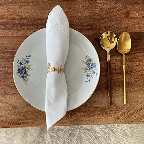 YODOOLTLY Gold 6 pcs Napkin Ring Set | Elegant Letter Metal Table Decor for Weddings & Ramadan thumbnail 2