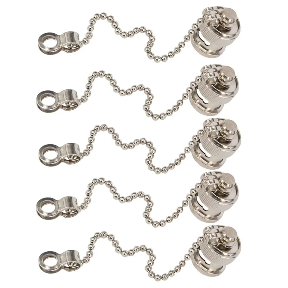 Boobrie BNC Dust Cap 5-Pack with Chain | Waterproof & Dustproof RF Coaxial Adapter Covers (13.7mm Diameter) - main product image