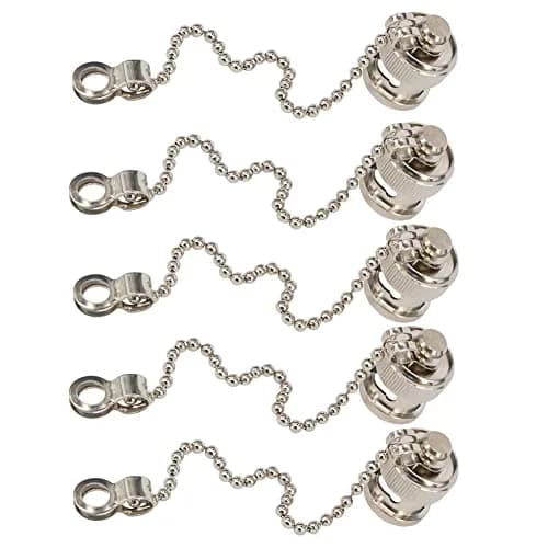 Boobrie BNC Dust Cap 5-Pack with Chain | Waterproof & Dustproof RF Coaxial Adapter Covers (13.7mm Diameter) thumbnail 1