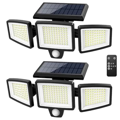 Tuffenough Solar Outdoor Lights 2500LM 210 LED | Waterproof Flood Wall Lights with Remote, 3 Modes, 2 Pack thumbnail 1