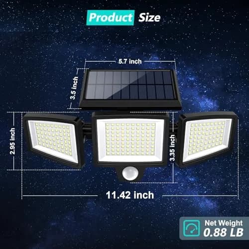Tuffenough Solar Outdoor Lights 2500LM 210 LED | Waterproof Flood Wall Lights with Remote, 3 Modes, 2 Pack thumbnail 3