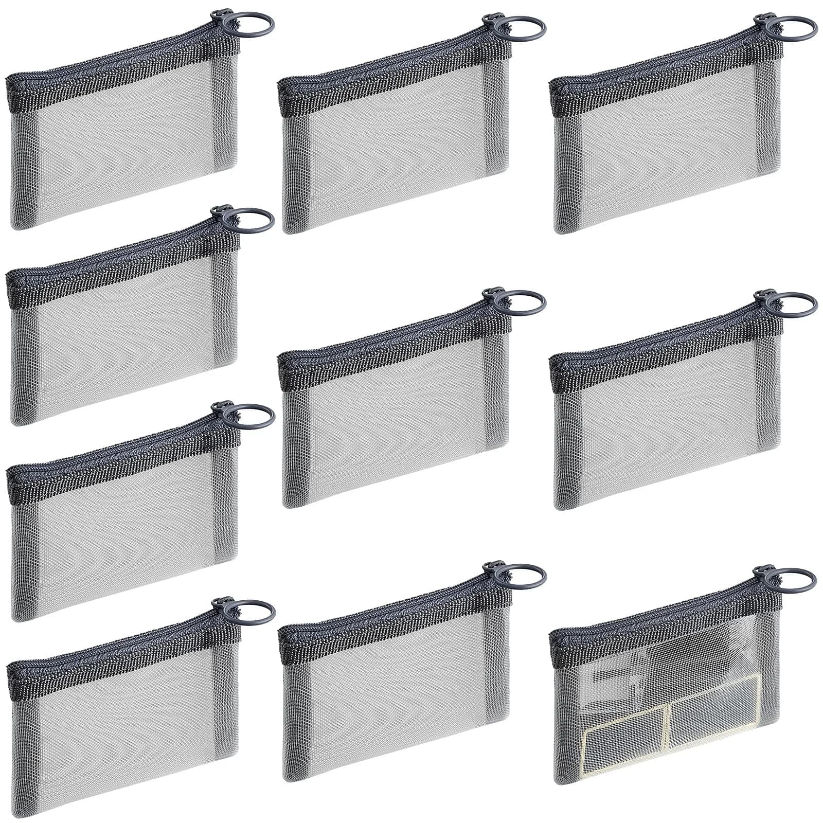 Frienda Black Mesh Zipper Pouches 7.6cm x 10.1cm (3 x 4 Inch) | Pack of 10 for Travel & Organization — Grey / 3 x 4 Inch