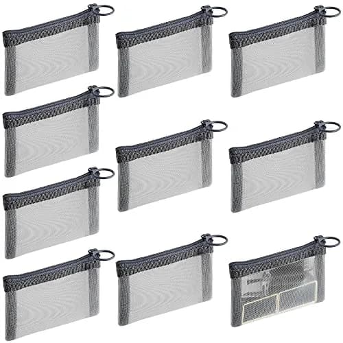 Frienda 10 Pcs Small Mesh Zipper Bags 7.6cm x 10.2cm (3 x 4 Inch) | Grey Cosmetic Travel Pouches thumbnail 1