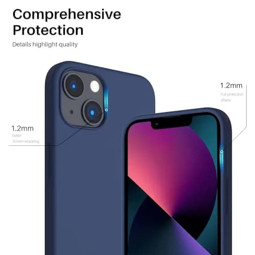 ORNARTO Liquid Silicone Case for iPhone 13 (6.1 inch) | Shockproof, Dustproof, Navy Blue thumbnail 4